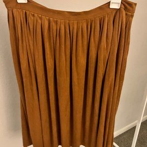 Camel Suede Pleated Skirt - Size 8